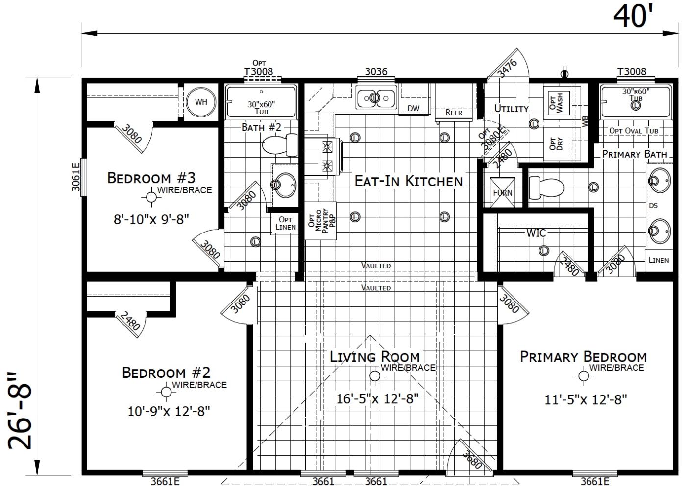 The Cherie 3 bedroom 2 bath modular home