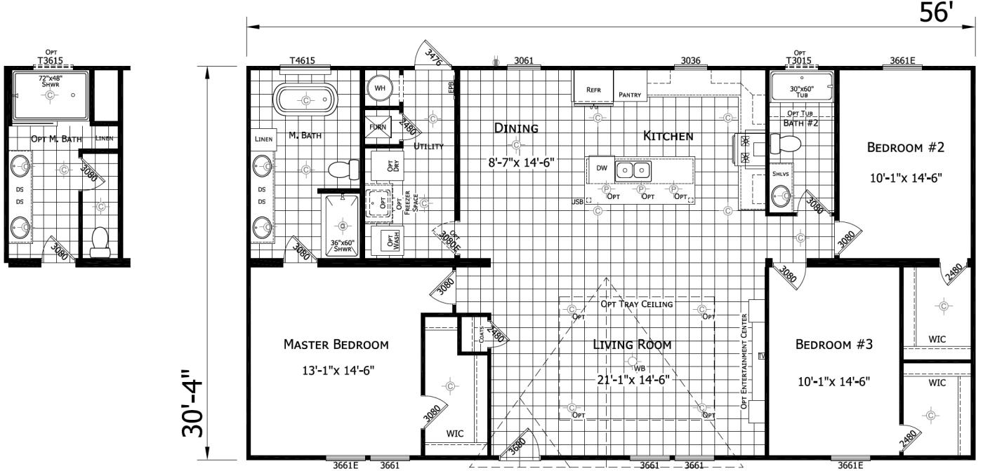The Gracie 3 bedroom 2 bath modular home