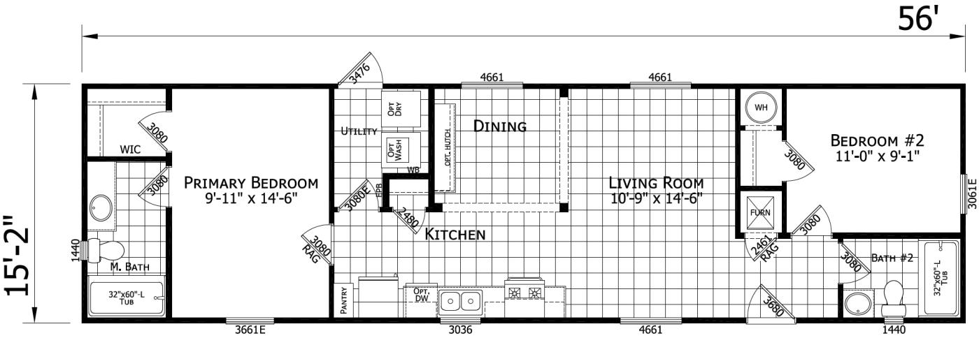 The Hermosa 2 bedroom 2 bath mobile home