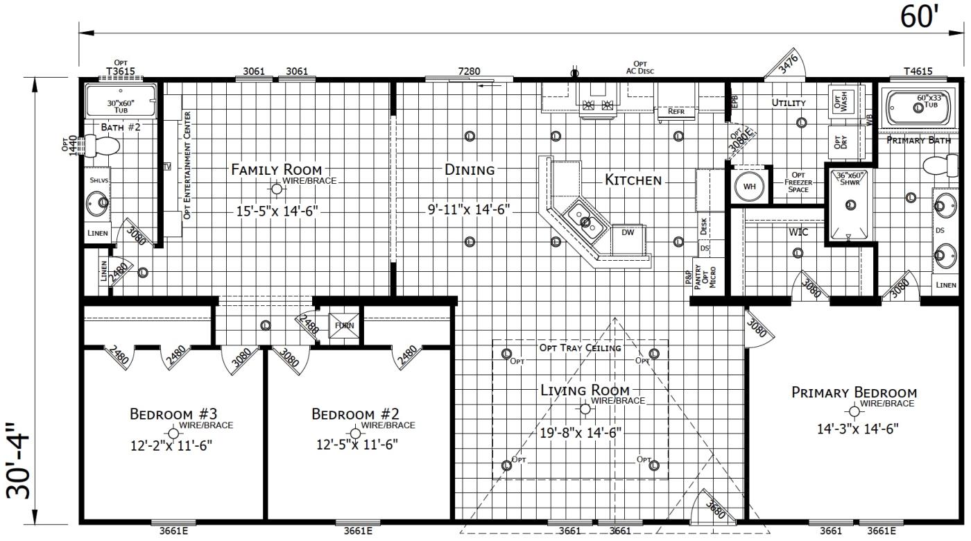 The LIta 3 bedroom 2 bath modular home