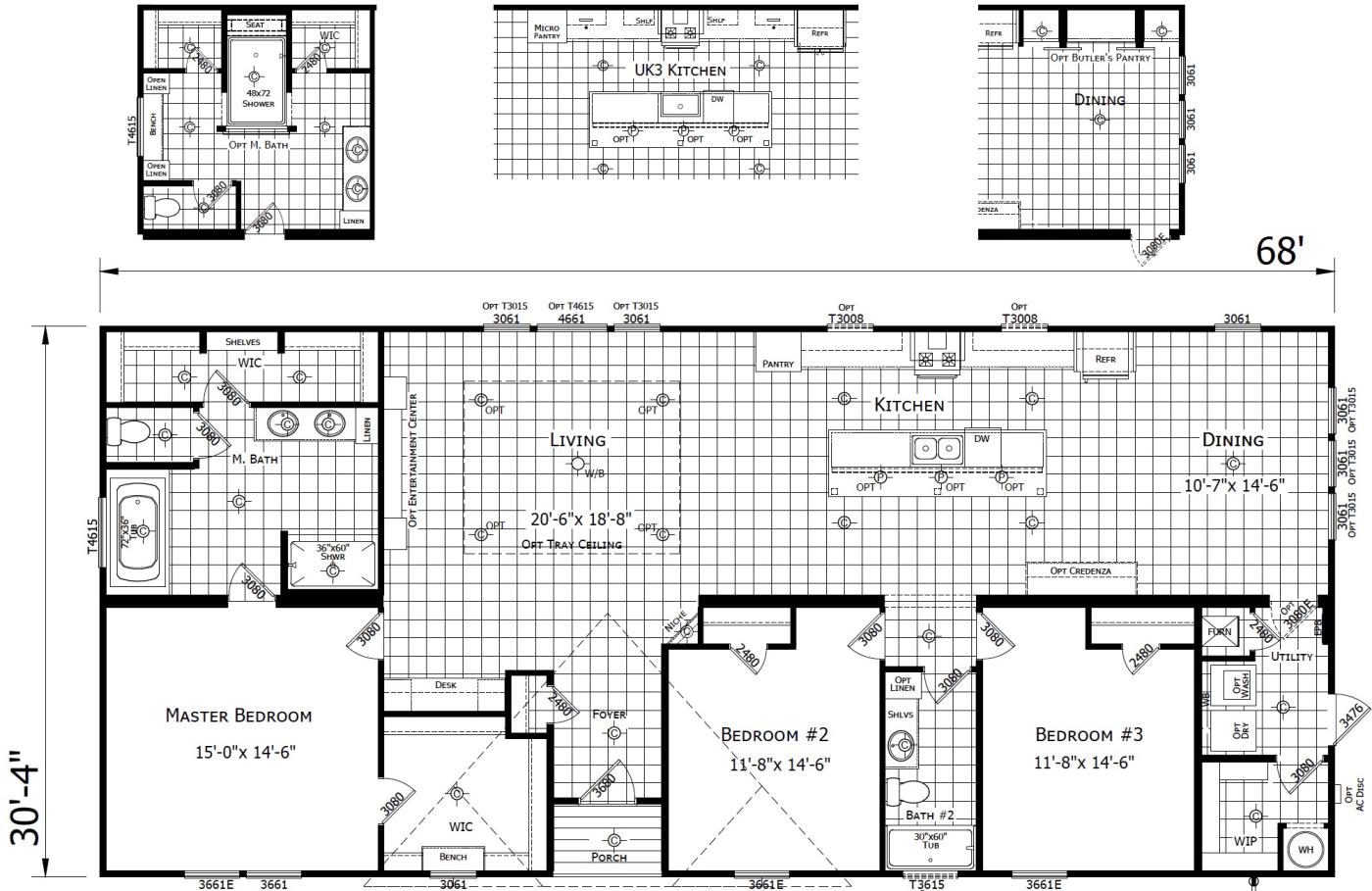 The Star 3 bedroom 2 bath modular home