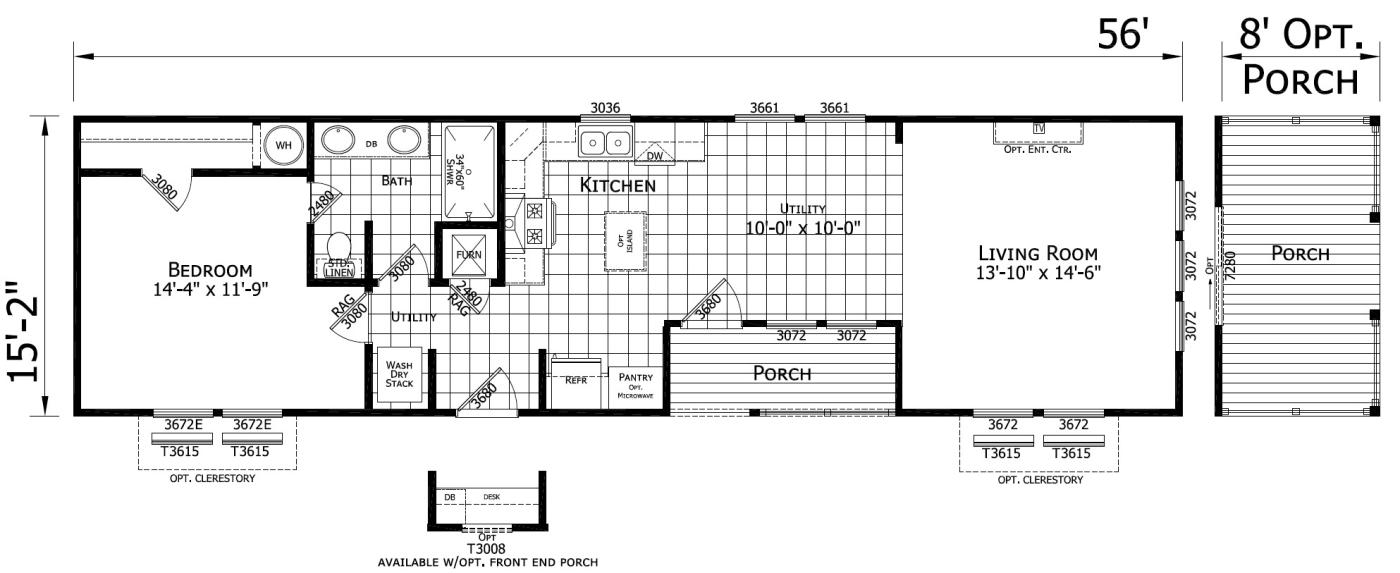 The Bonita 1 bedroom 1 both single wide mobile home