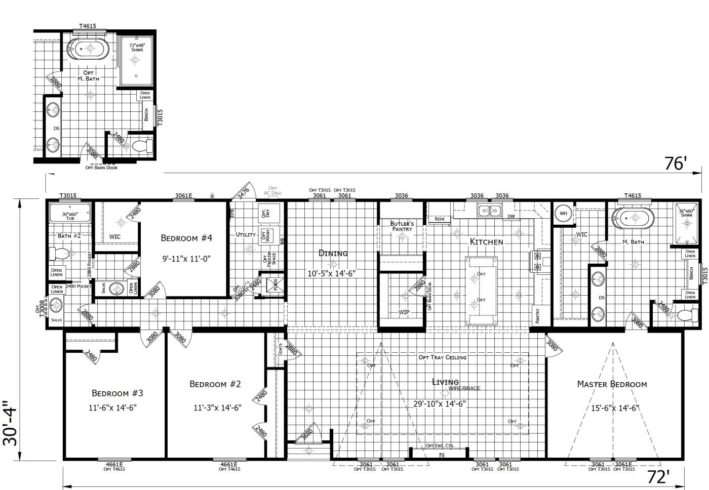 The Platinum 4 bedroom 2 bath manufactured home