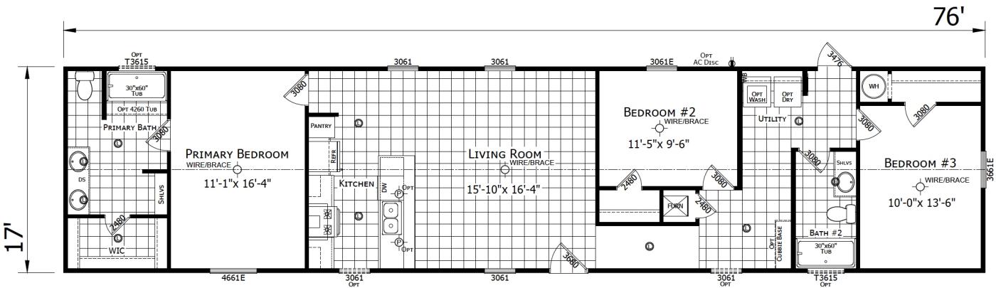The Belinda 3 bedroom 2 bath mobile home