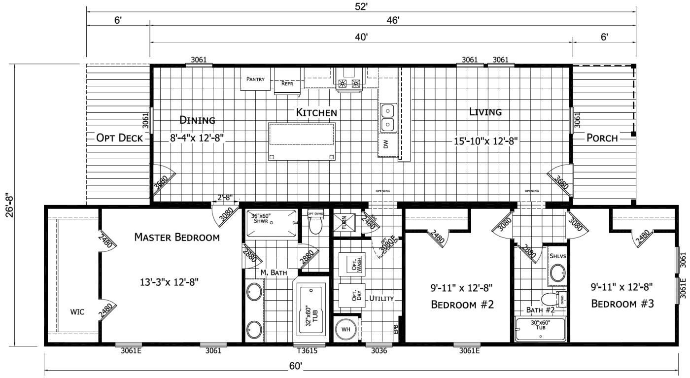 The Daisey 3 bedroom 2 bath modular home