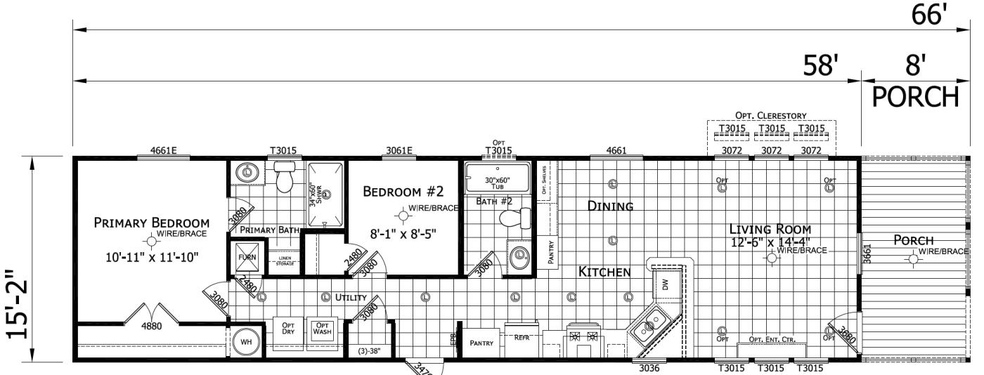 The Emmy 2 bedroom 2 bath mobile home