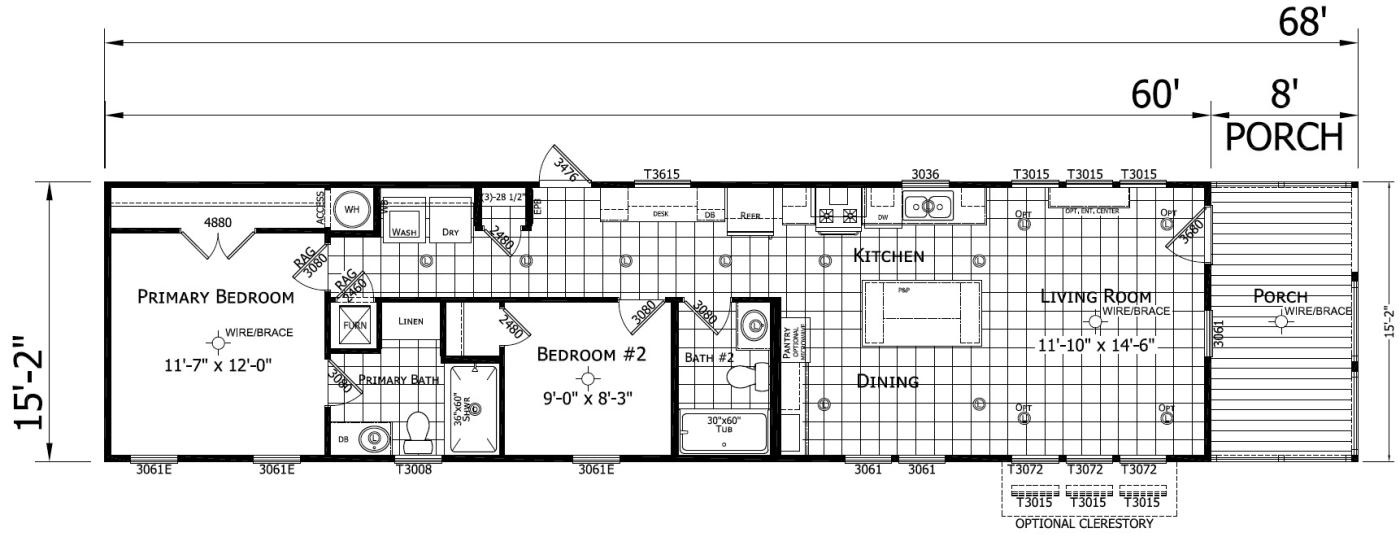 The Eugene 2 bedroom 2 bath mobile home