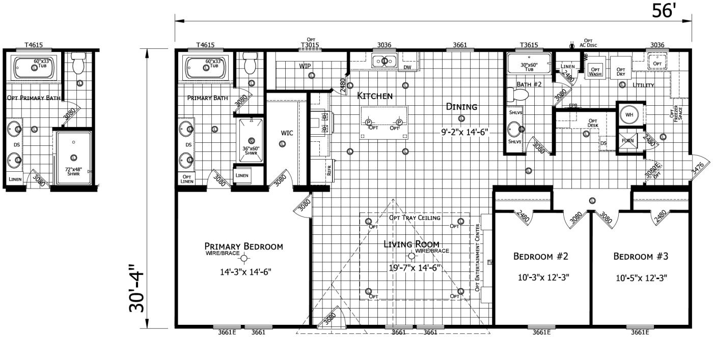 The Jasmine 3 bedroom 2 bath modular home