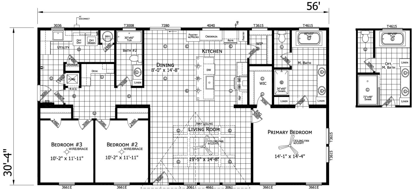 The Kiki 3 bedroom 2 bath modular home