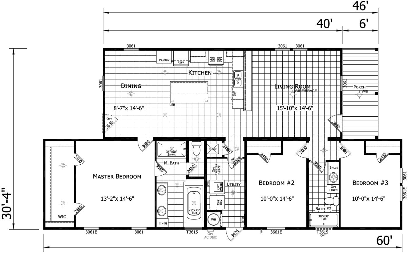 The Maggie 3 bedroom 2 bath modular home