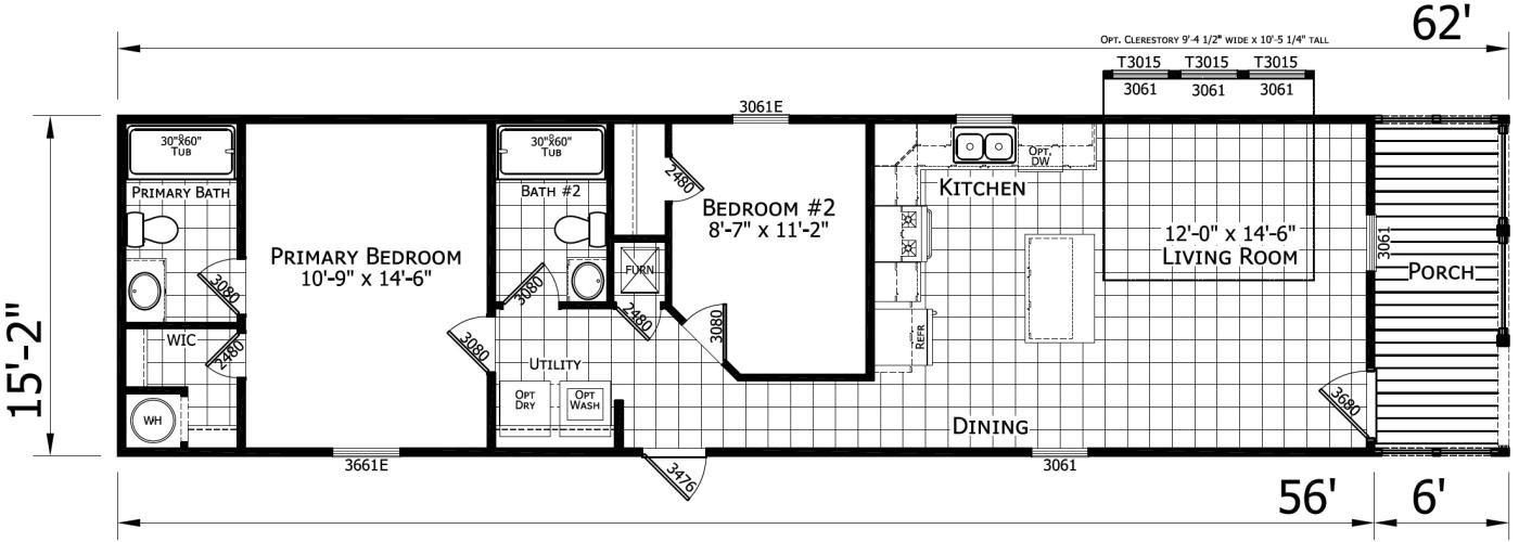 The Murphy 2 bedroom 2 bath mobile home