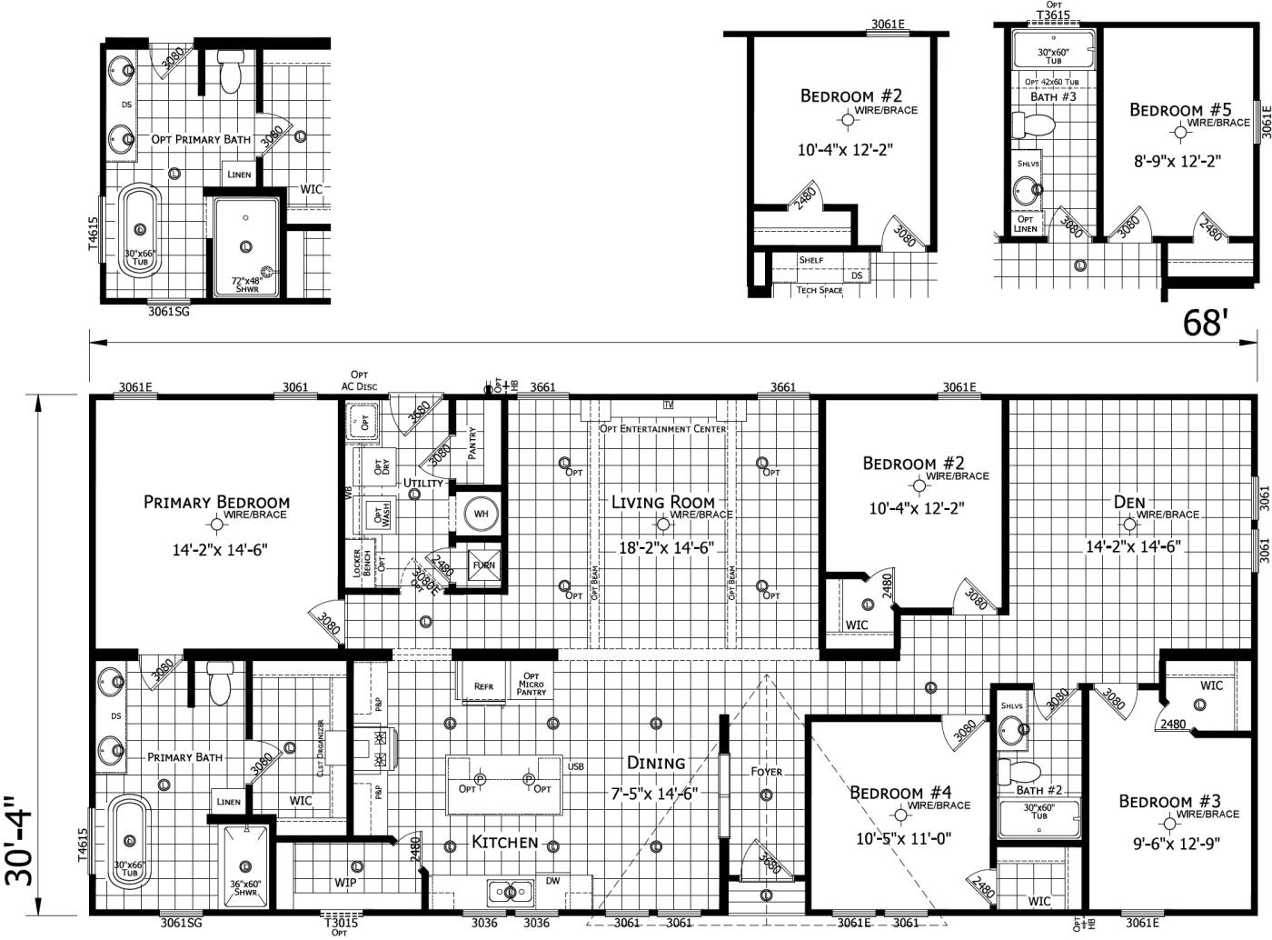 The Oakley 4 bedroom 2 bath modular home