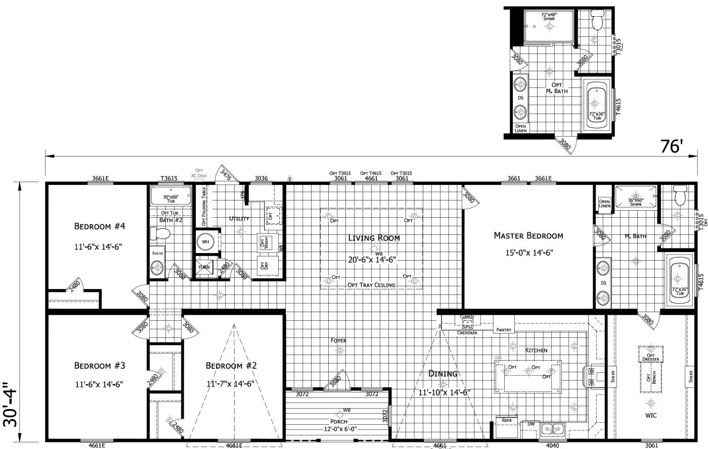 The Patty 4 bedroom 2 bath multisection home