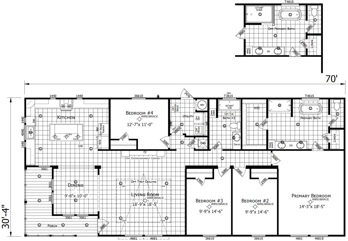 The Pinewood 4 bedroom 2 bath modular home