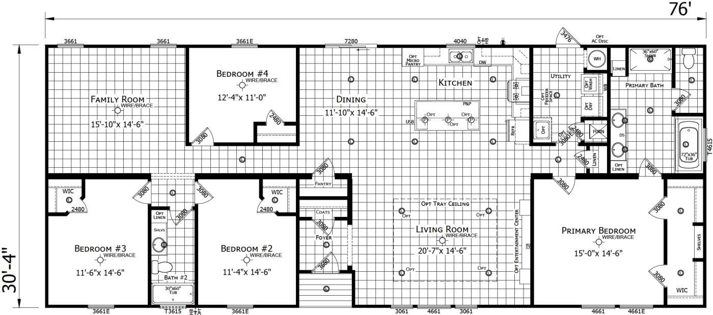 The Ramona 4 bedroom 2 bath manufactured home