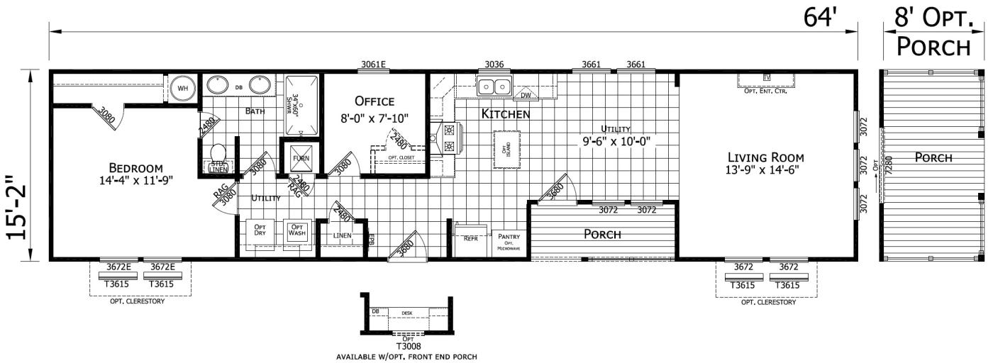 The Sara 1 bedroom 1 bath mobile home