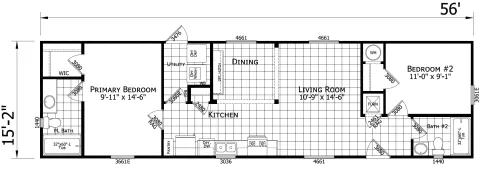 The Hermosa 2 bedroom 2 bath mobile home