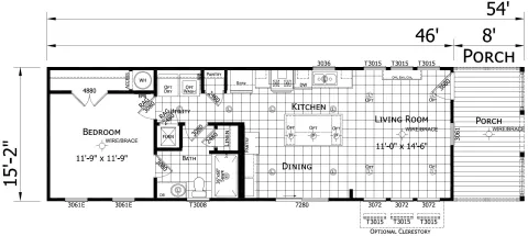 The Nico 1 bedroom 1 both single wide mobile home