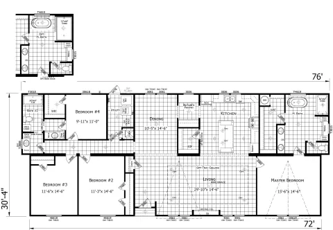 The Platinum 4 bedroom 2 bath manufactured home