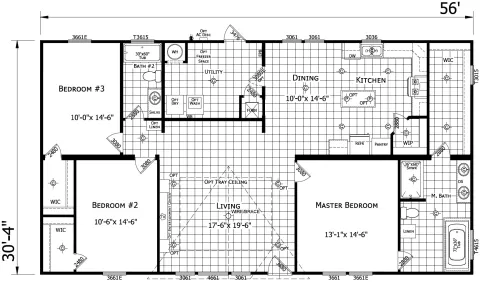The Gillman 3 bedroom 2 bath modular home