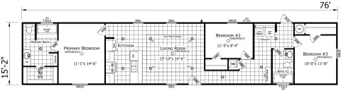 The Henderson 3 bedroom 2 bath mobile home