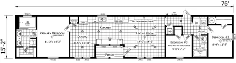 The Kathleen 3 bedroom 2 bath mobile home