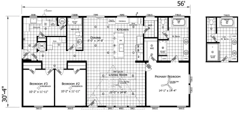 The Kiki 3 bedroom 2 bath modular home