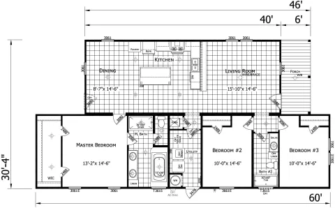 The Maggie 3 bedroom 2 bath modular home