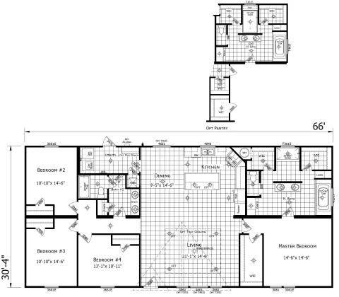 The Mulberry 4 bedroom 2 bath modular home