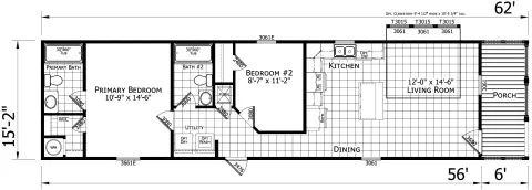 The Murphy 2 bedroom 2 bath mobile home