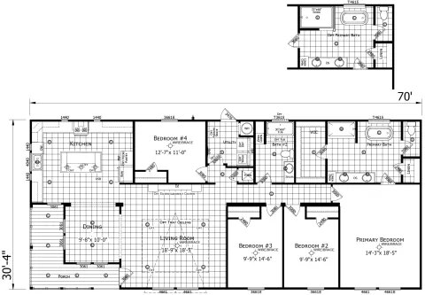 The Pinewood 4 bedroom 2 bath modular home