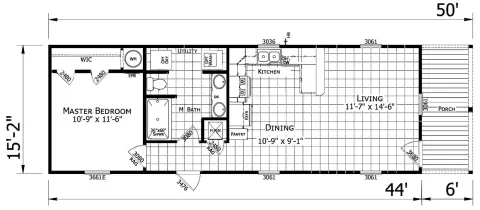 The Yoshi Single Wide 1 bed 1 bath mobile home